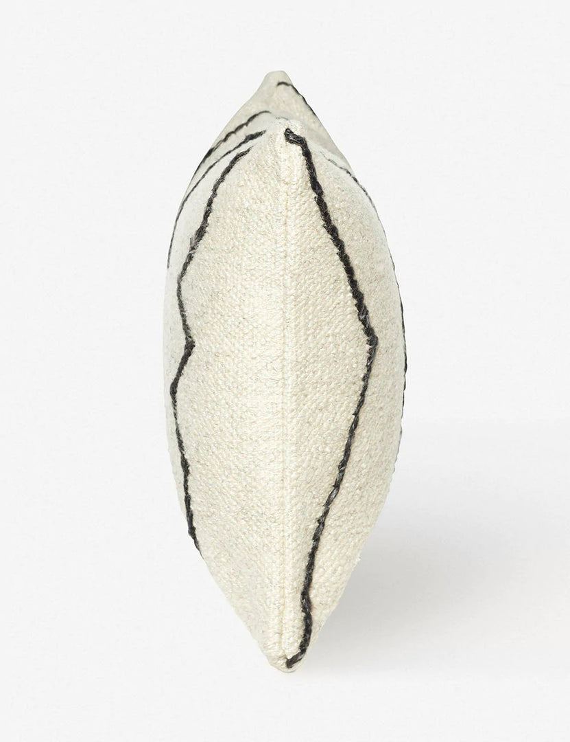 #color::black-&-natural #style::lumbar | Side view of the Moroccan black and natural beni ourain inspired lumbar flat weave pillow by Sarah Sherman Samuel