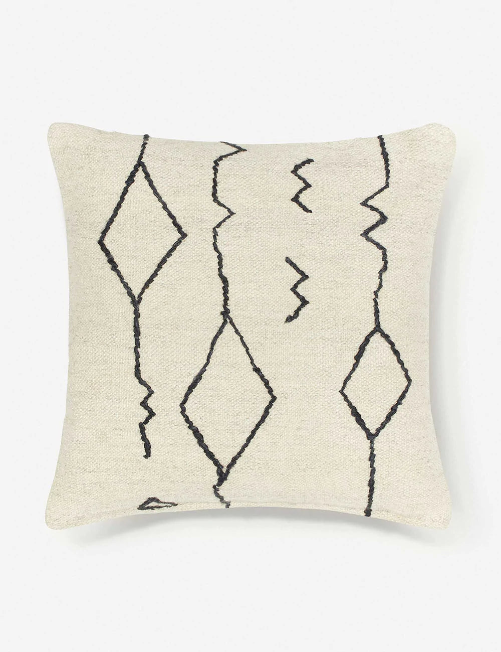 Moroccan black and natural beni ourain inspired square flat weave pillow by Sarah Sherman Samuel